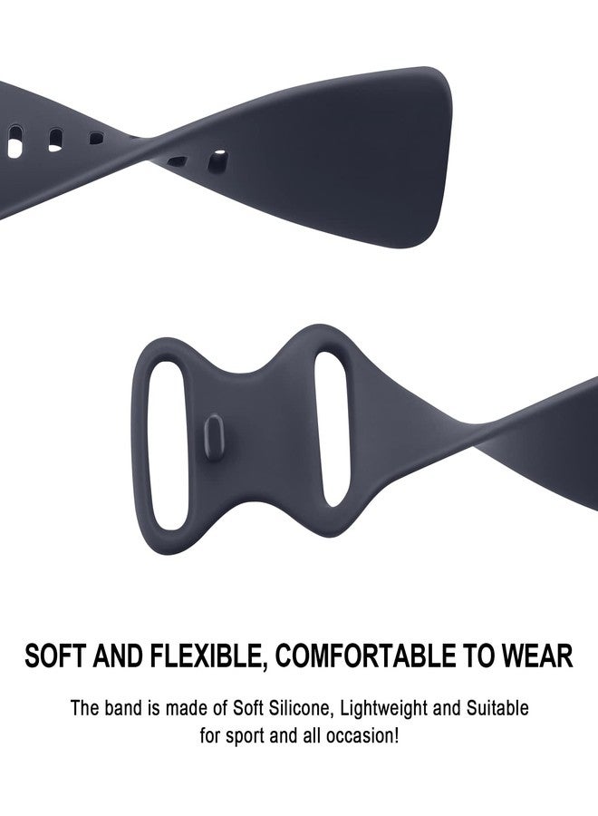 Meliya 2 Pack Bands Compatible With Fitbit Versa 4 / 3 / Sense/Sense 2, Soft Silicone Sports Bands Replacement Straps for Men Women (Black+Navy Blue, Small) - Image 3