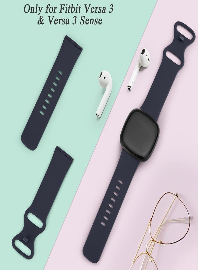 Meliya 2 Pack Bands Compatible With Fitbit Versa 4 / 3 / Sense/Sense 2, Soft Silicone Sports Bands Replacement Straps for Men Women (Black+Navy Blue, Small) - Image 5