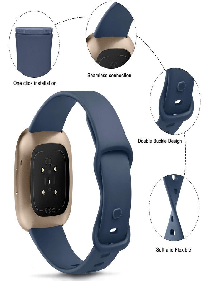 Meliya 2 Pack Bands Compatible With Fitbit Versa 4 / 3 / Sense/Sense 2, Soft Silicone Sports Bands Replacement Straps for Men Women (Black+Navy Blue, Small) - Image 2