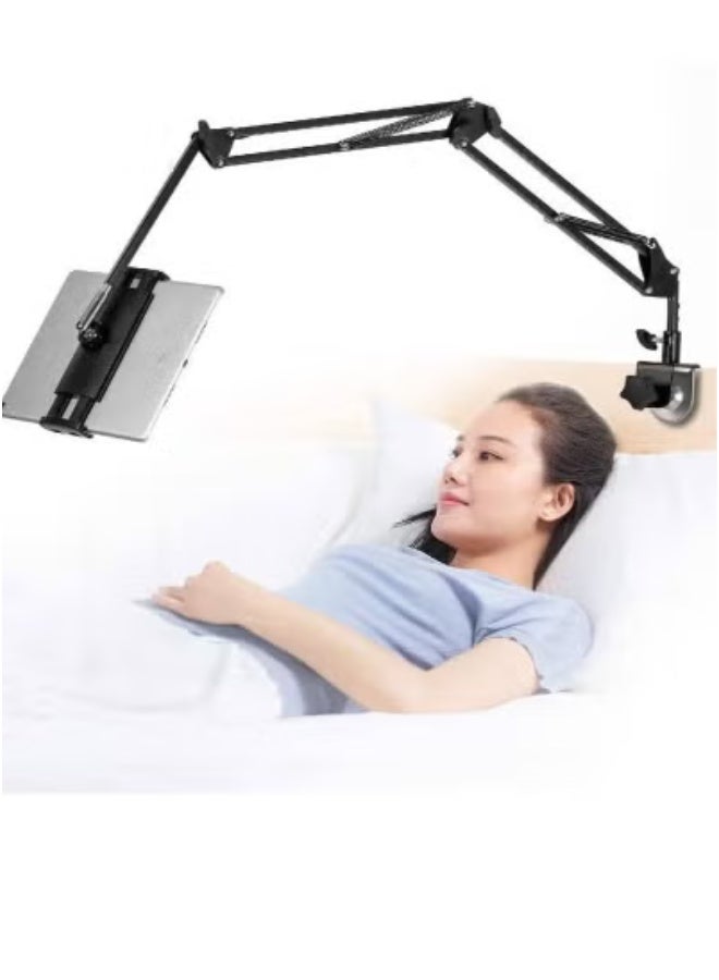 JOMILA Adjustable Foldable Tablet Stand for Bed – Universal Flexible Aluminum Holder with 360° Rotation | Compatible with iPad, iPad Pro, iPhone X, Nintendo Switch & All 4.5” to 12.9” Devices | Durable, Portable Black Stand for Hands-Free Use & Comfortable Viewing - Image 1