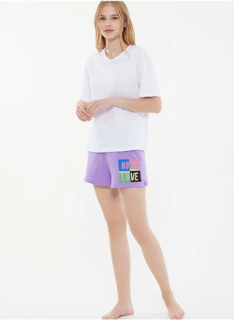 trendyol Printed Knitted Pajama Set