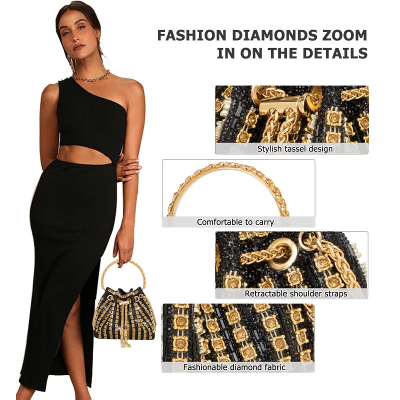 Bright diamond night bag for women, glitter handbag for party, graduation, cocktail, wedding/Multicolored - Image 3