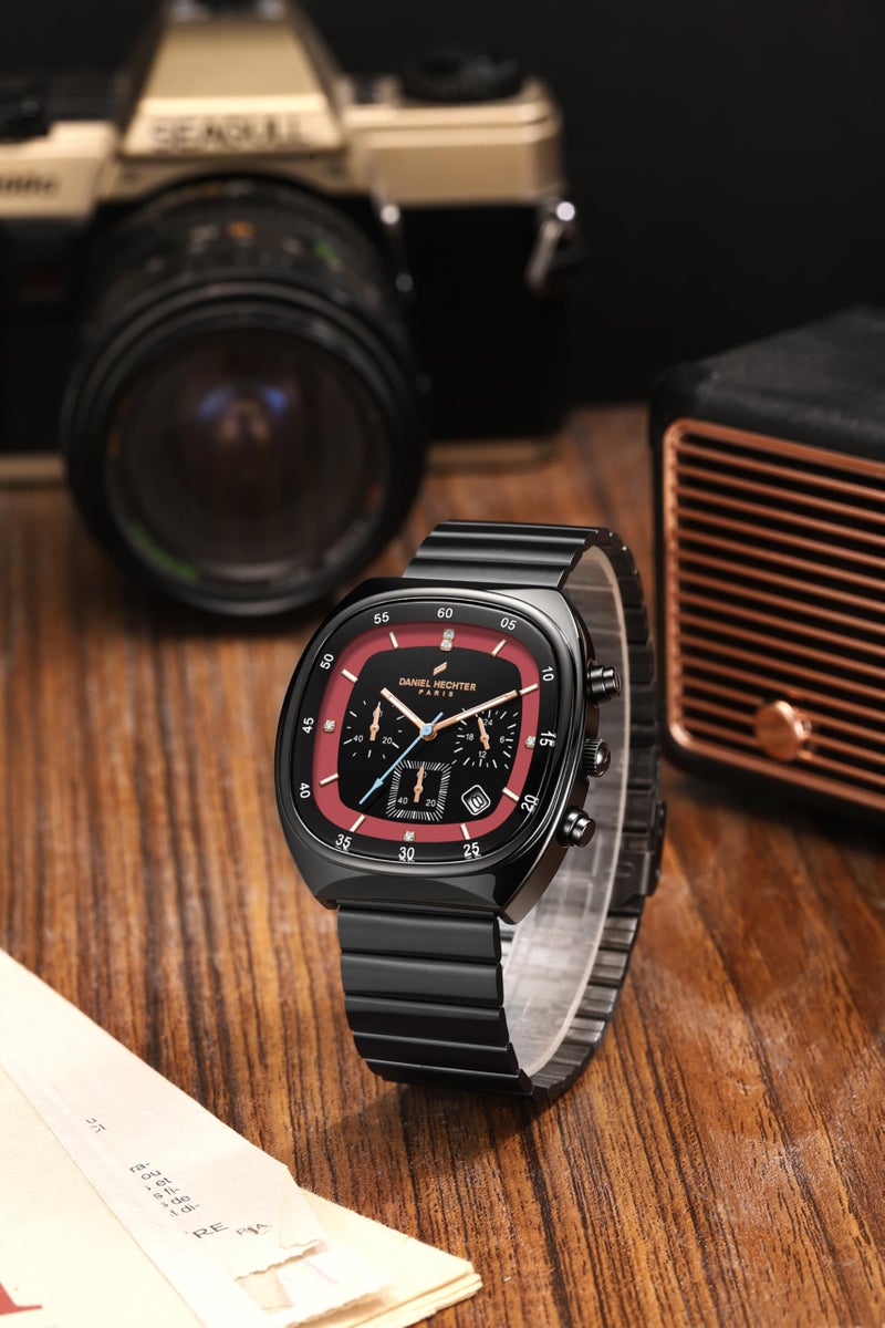 Daniel Hechter Paris Bercy Collection Modern Chronograph Watch for Men with Square Dial and Stainless Steel Strap - Image 4