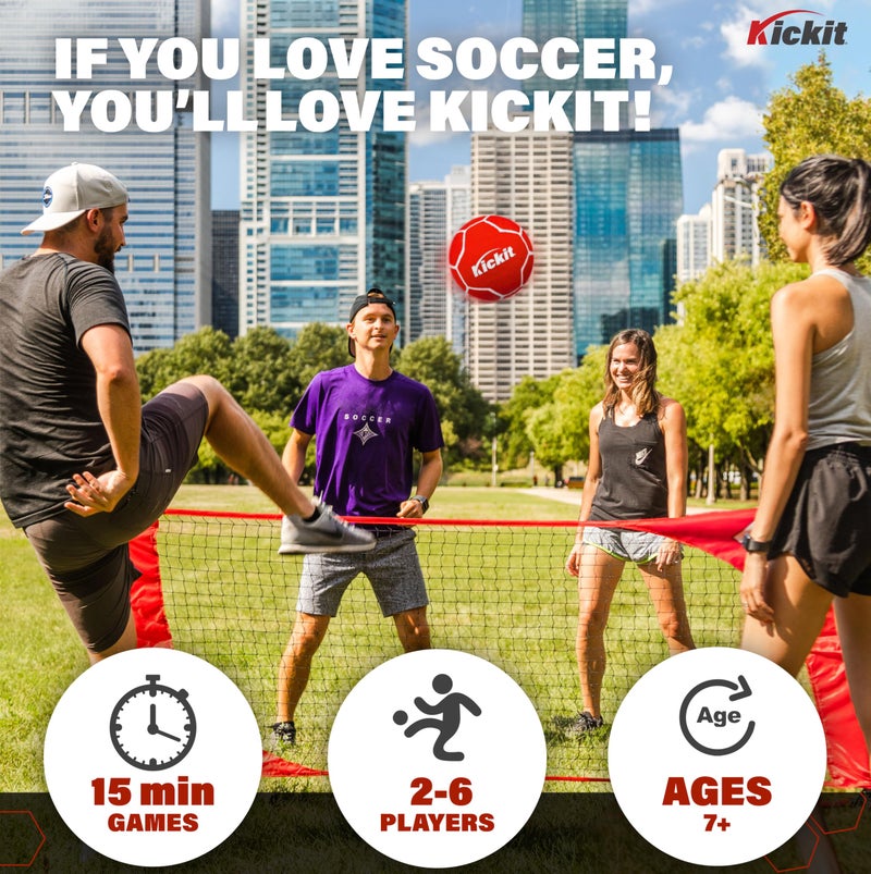 Kickit Soccer Tennis Game Set PRO Portable 12 Wide x 3 High Net  Soft Lightweight Ball Play Outdoors Indoors Backyard Beach Complete Skills Training  Travel Friendly - Image 3