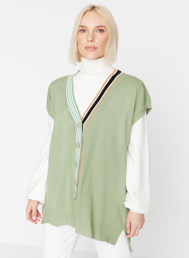 trendyol Mint Collar Strip Detailed Knitwear Sweater - Image 3