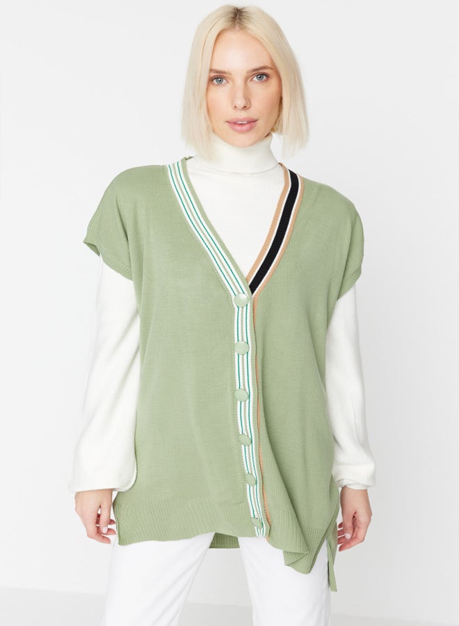 trendyol Mint Collar Strip Detailed Knitwear Sweater - Image 2