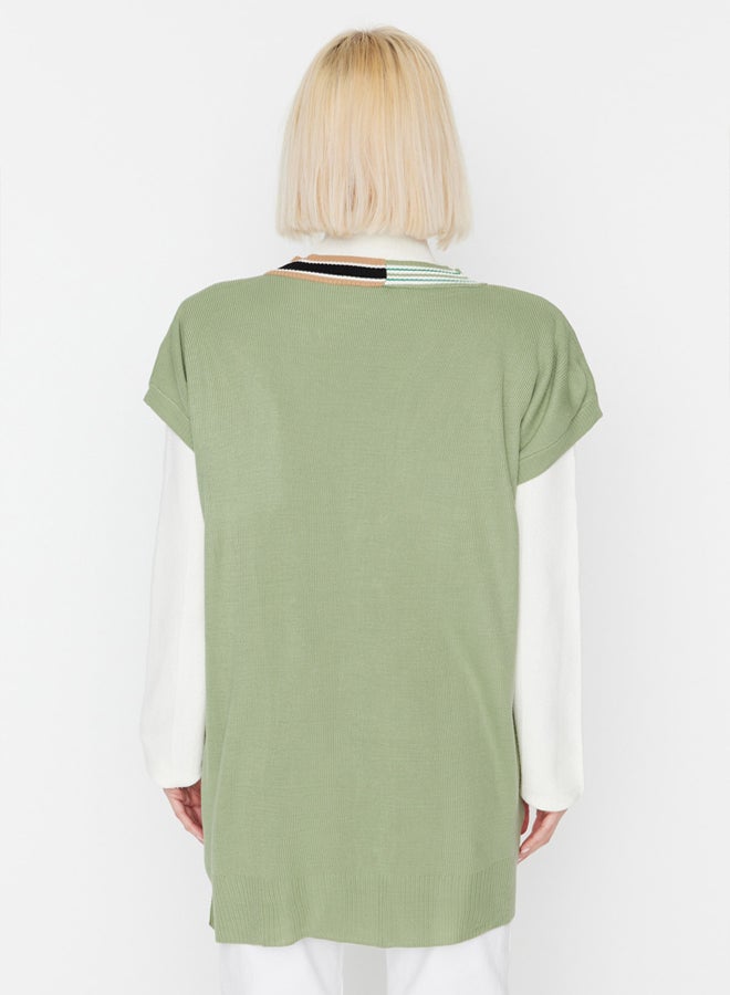 trendyol Mint Collar Strip Detailed Knitwear Sweater - Image 4