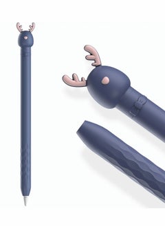 Y&D Case for Apple Pencil 1st Gen, Cute Cartoon Soft Silicone Sleeve Cover Accessories Compatible with Generation(Blue Deer)  - Image 1