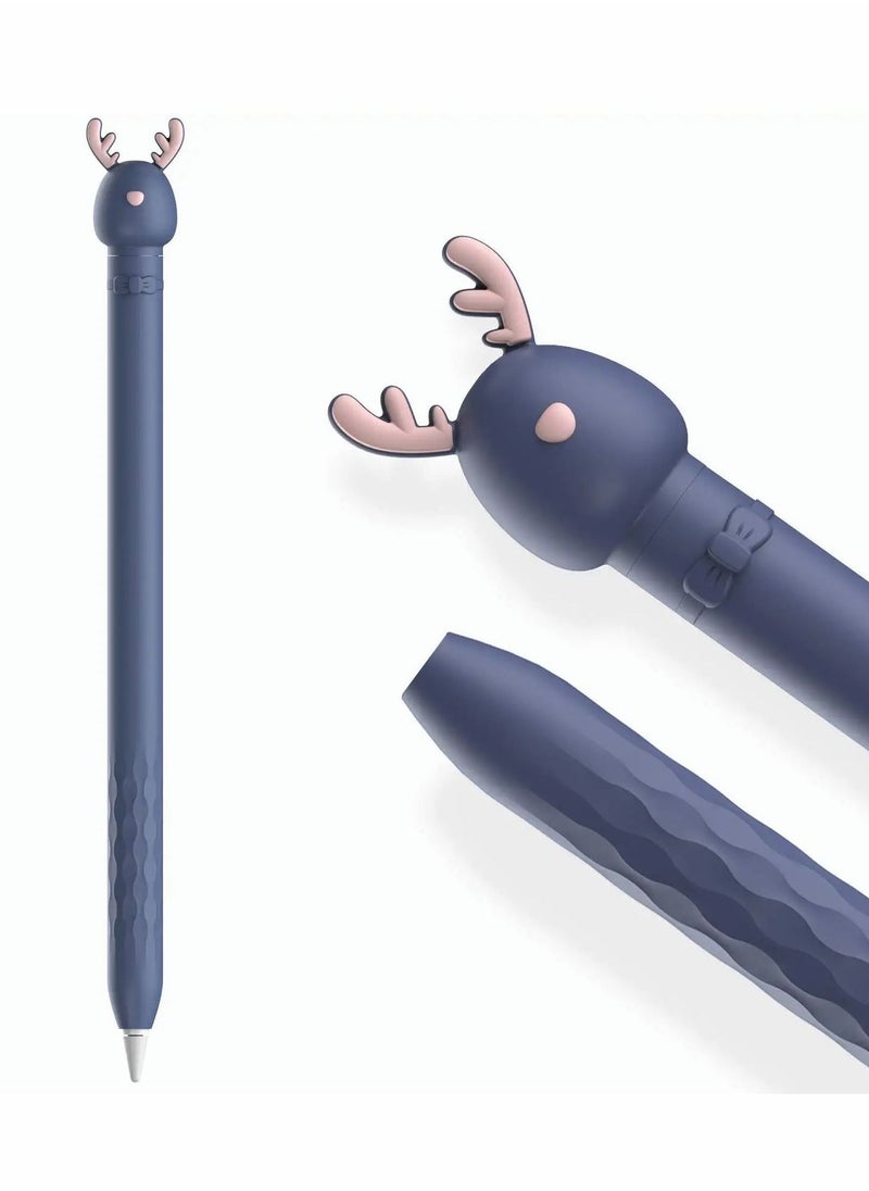 Y&D Case for Apple Pencil 1st Gen, Cute Cartoon Soft Silicone Sleeve Cover Accessories Compatible with Generation(Blue Deer)  - Image 1