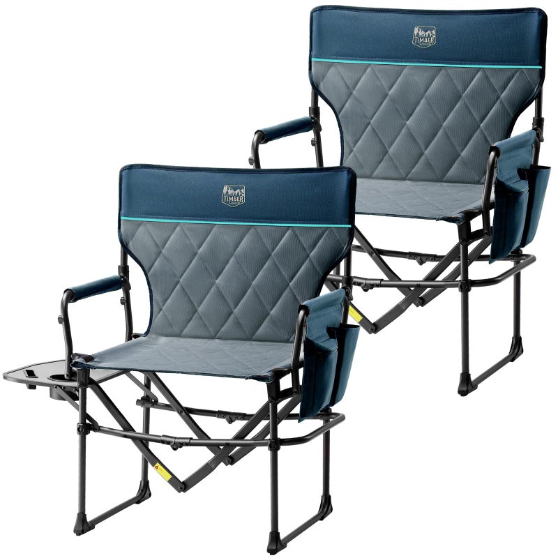 TIMBER RIDGE Aluminum Camping Directors Chair with Side Table Pocket, Portable Folding Heavy Duty Lawn Chair for Fishing Trip Picnic Concert Outdoor 400lbs, Navy 2 Pack - Image 1