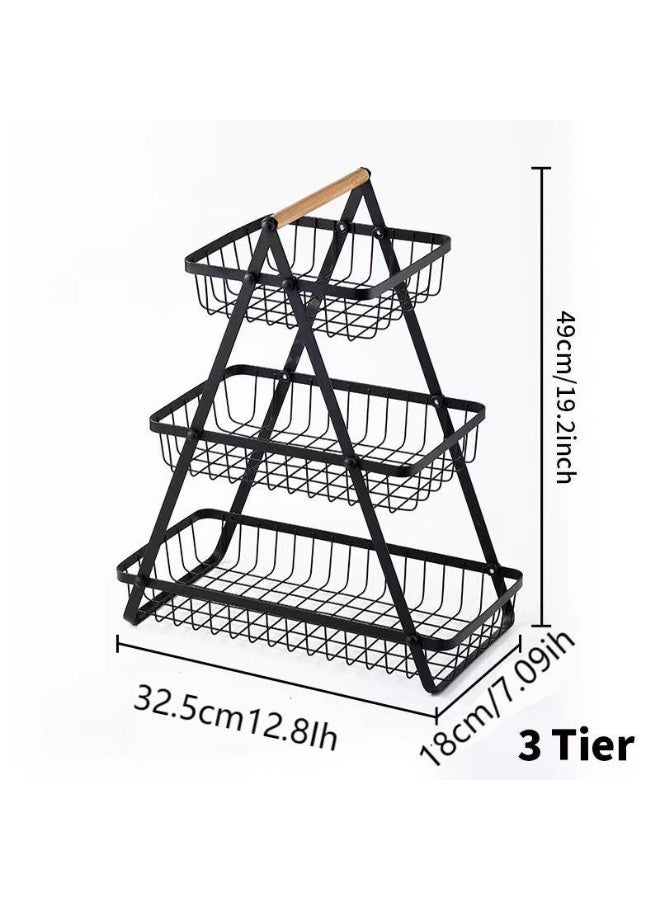 Anna Detachable 3-layer wooden handle basket - multifunctional home organizer, eco-friendly design for kitchen and living room - Image 1