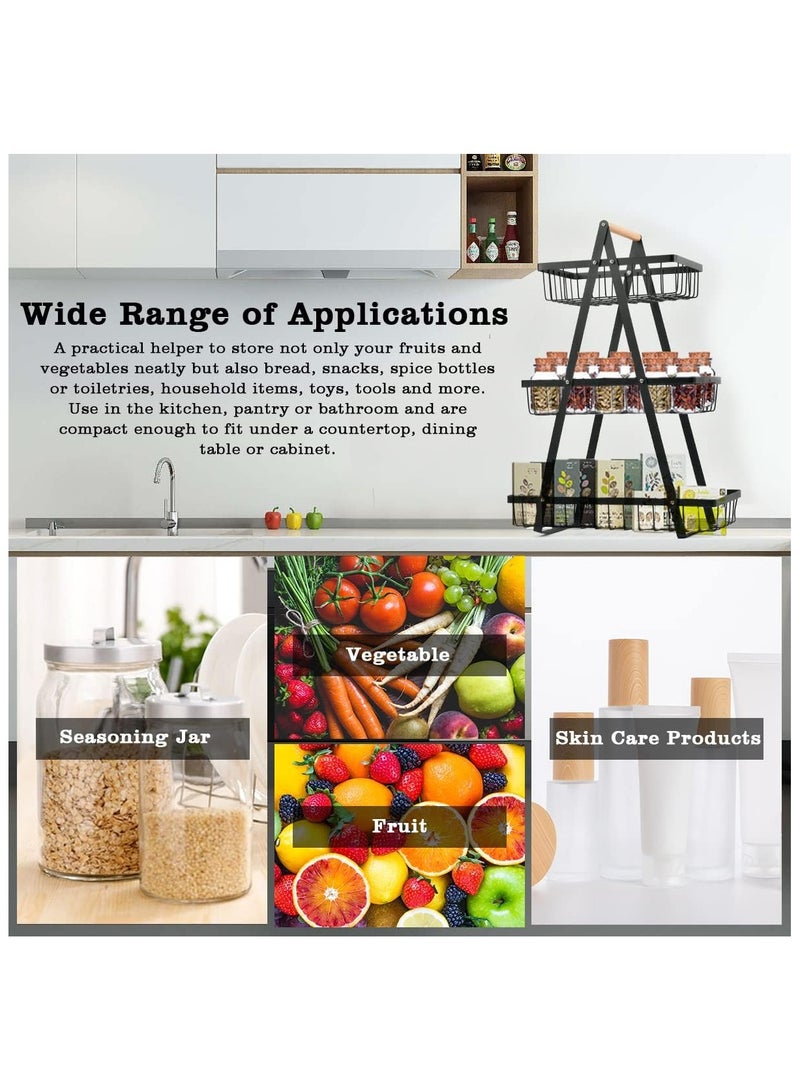 Anna Detachable 3-layer wooden handle basket - multifunctional home organizer, eco-friendly design for kitchen and living room - Image 3