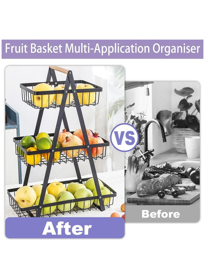 Anna Detachable 3-layer wooden handle basket - multifunctional home organizer, eco-friendly design for kitchen and living room - Image 5