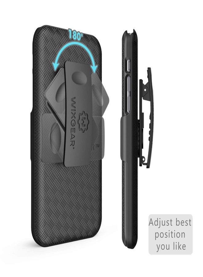 ويزجير جراب حماية لهاتف iPhone X/XS، جراب WixGear Slim Shell Combo لهاتف Apple iPhone X/XS/iPhone 10 مع حامل ومشبك حزام دوار - أسود - Image 5