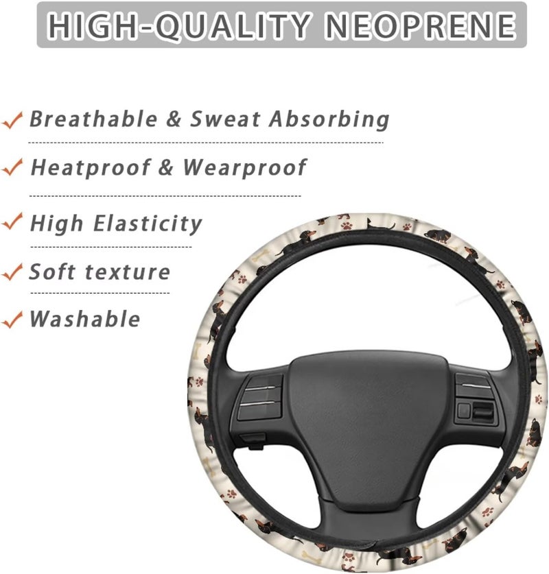 Universal Non-Slip Steering Wheel Cover, 15-inch for Car and Truck, Polyester Material with Easy Installation(Dachshund Paw Print) - Image 4