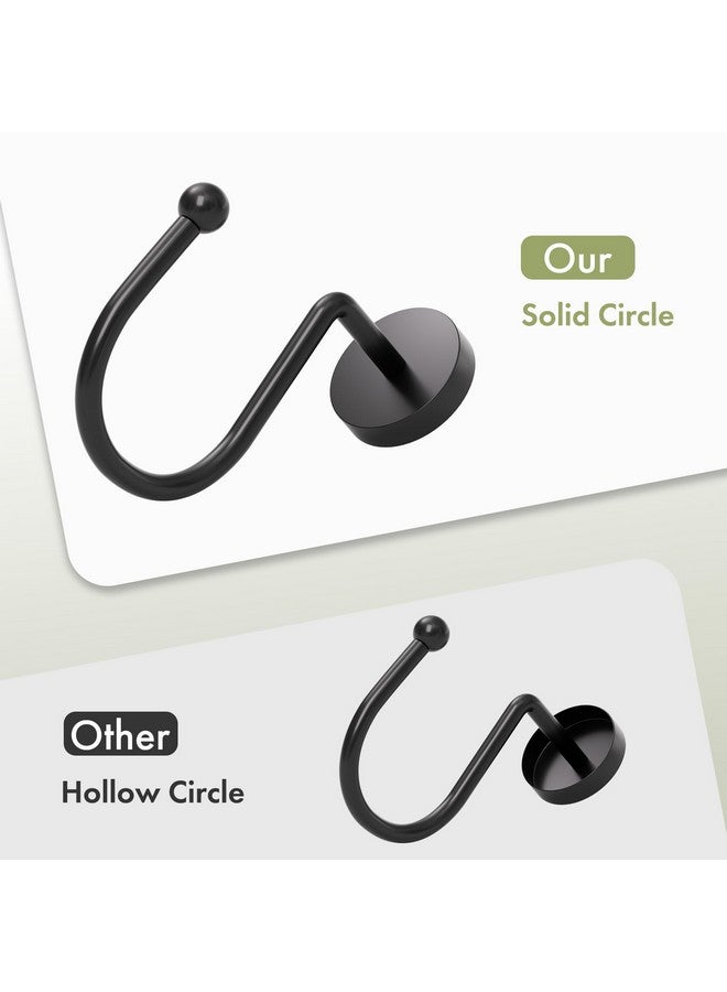 AmazerBath Shower Curtain Hooks, Shower Curtain Rings Heavy Duty Modern Decorative Black Shower Curtain Hooks Rust Proof Smooth Glide Shower Hooks for Shower Curtain Liner Shower Rod Hook, 12Pcs - Image 1