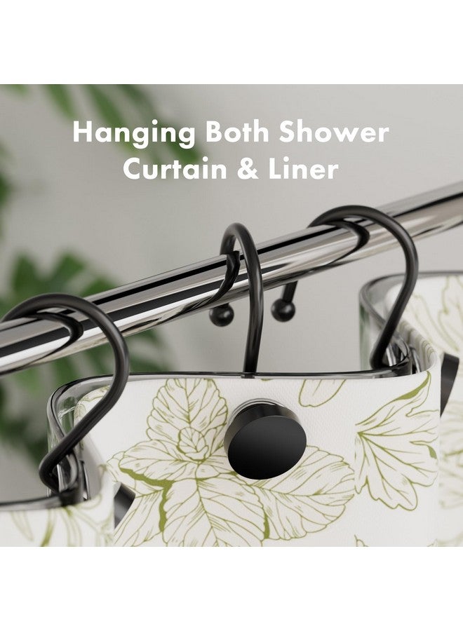 AmazerBath Shower Curtain Hooks, Shower Curtain Rings Heavy Duty Modern Decorative Black Shower Curtain Hooks Rust Proof Smooth Glide Shower Hooks for Shower Curtain Liner Shower Rod Hook, 12Pcs - Image 2