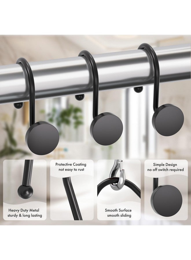 AmazerBath Shower Curtain Hooks, Shower Curtain Rings Heavy Duty Modern Decorative Black Shower Curtain Hooks Rust Proof Smooth Glide Shower Hooks for Shower Curtain Liner Shower Rod Hook, 12Pcs - Image 4