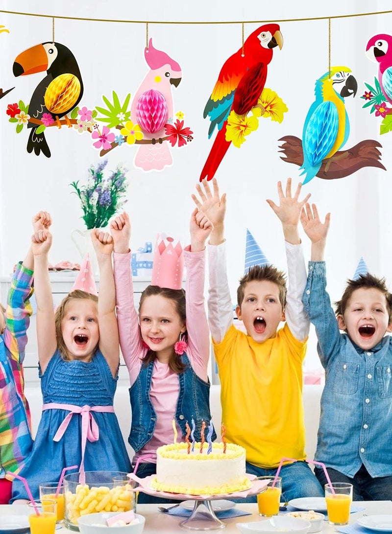 SYOSI Tropical Birds Party Decorations Hawaiian Party Decoration Bird Party Decorations Parrot Birds Honeycomb Cutouts Hanging Summer Tiki Luau Rainforest Birds Party Decorations (6PCS) - Image 4