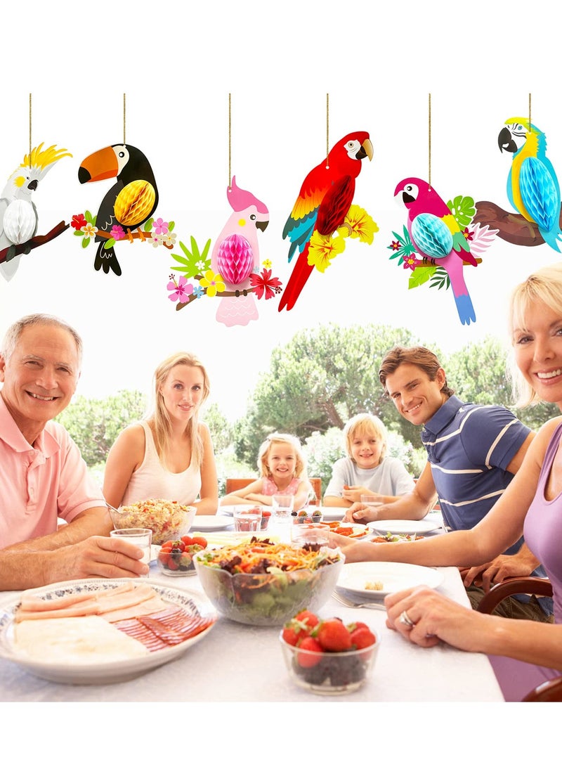SYOSI Tropical Birds Party Decorations Hawaiian Party Decoration Bird Party Decorations Parrot Birds Honeycomb Cutouts Hanging Summer Tiki Luau Rainforest Birds Party Decorations (6PCS) - Image 2
