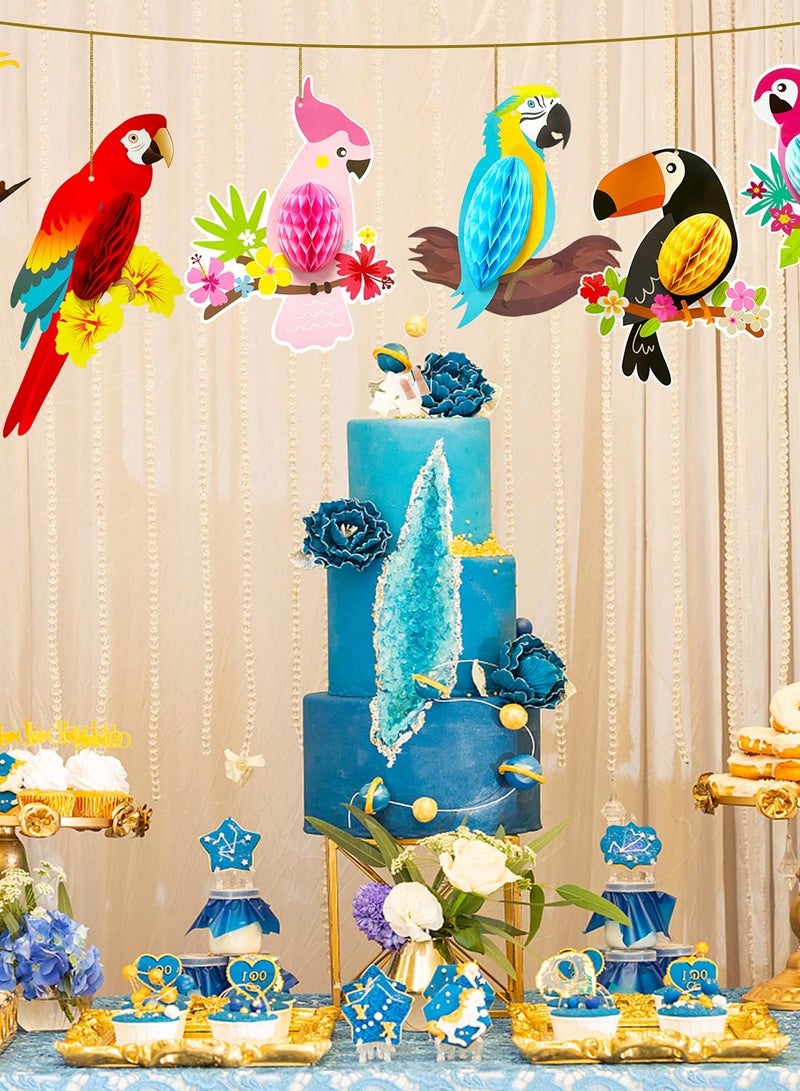 SYOSI Tropical Birds Party Decorations Hawaiian Party Decoration Bird Party Decorations Parrot Birds Honeycomb Cutouts Hanging Summer Tiki Luau Rainforest Birds Party Decorations (6PCS) - Image 3