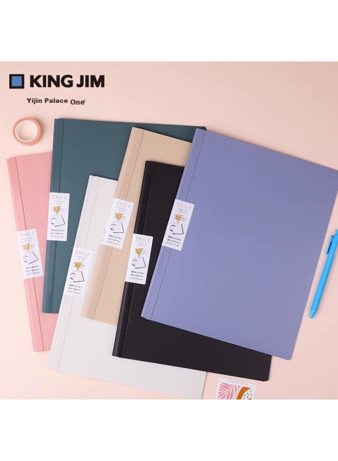 KING JIM Emily Transparent File Folder Collection Album Office Supplies Storage Album 20 Pages Blue Gray Ey183-gs - Image 1