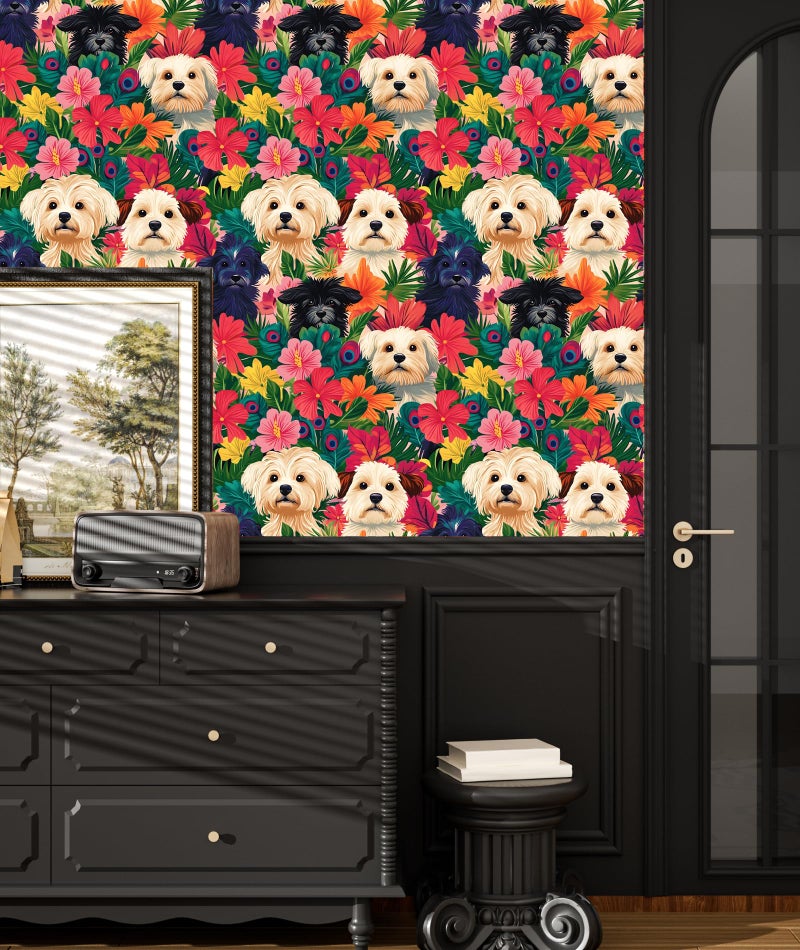 BOKEBEVE Colorful Wallpaper Peel and Stick Dogs Contact Paper Vibrant Bright Wall Paper for Accent Wall Bathroom Kitchen Drawer Table Renter Friendly Removable Adhesive Wallpapers 17.5 x 118In - Image 3