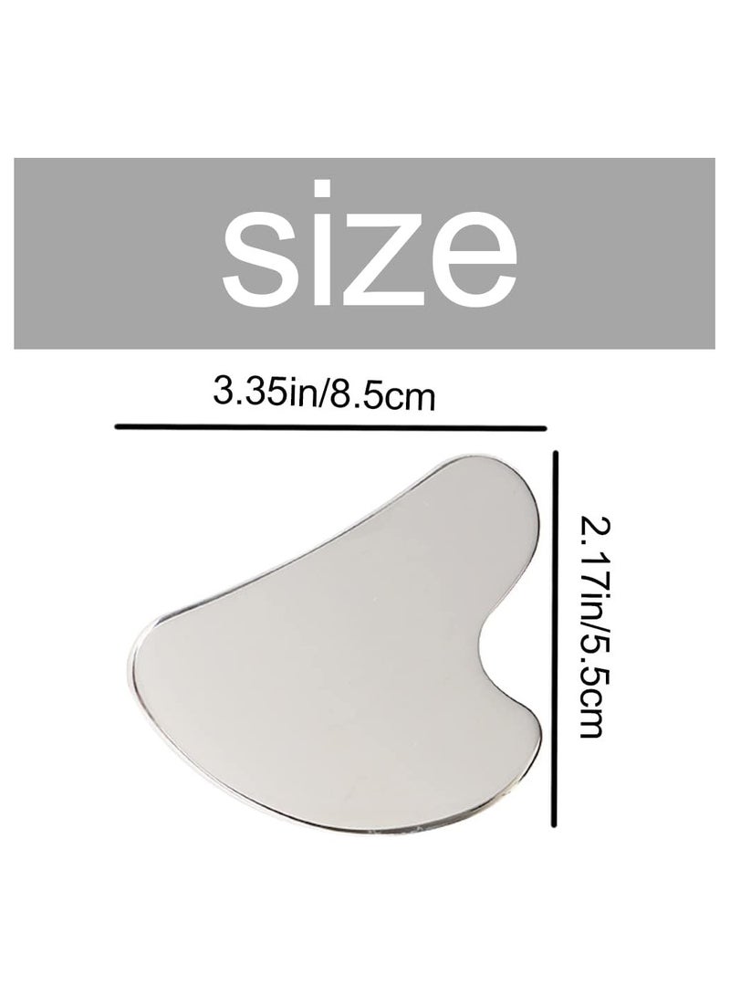 أداة تدليك وتقشير غوا شا من استنالس 18 /10  مقاوم للصدا، أداة تدليك الوجه على شكل قلب، حجر غوا شا لتدليك الوجه والرقبة والجسم - Image 2