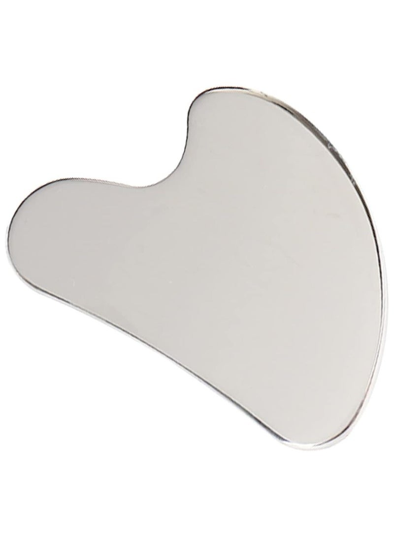 أداة تدليك وتقشير غوا شا من استنالس 18 /10  مقاوم للصدا، أداة تدليك الوجه على شكل قلب، حجر غوا شا لتدليك الوجه والرقبة والجسم - Image 1