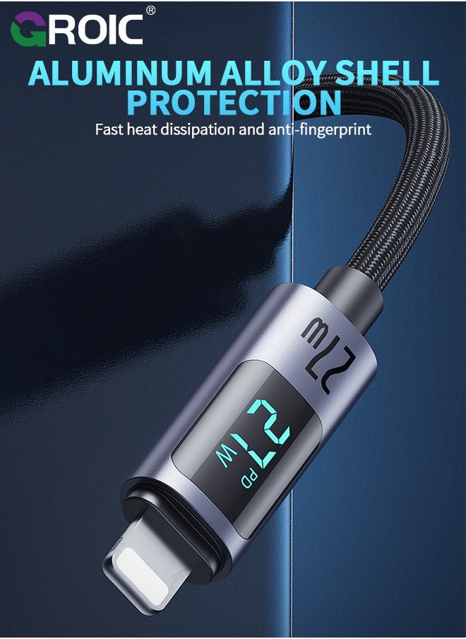 USB C to Lightning Cable, 4FT Charging Syncing Cord with LED Display Compatible with iPhone 15 Pro Max 14 13 13 Pro 12 Pro Max 12 11 X XS XR 8 Plus, Supports Power Delivery
