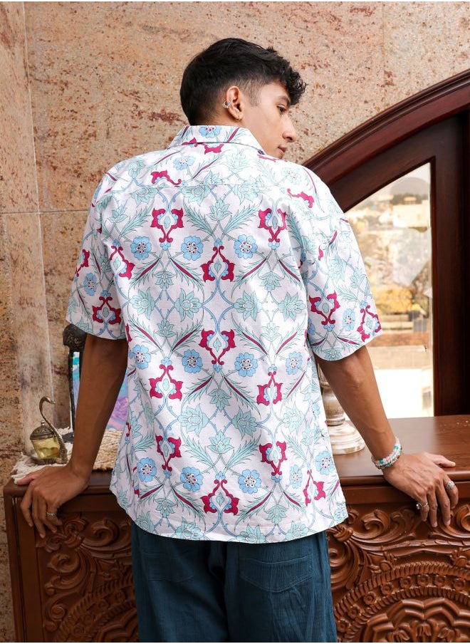 The Indian Garage Co Men Relaxed Fit Indie Printed Half Sleeves Cuban Collar Resort Wear Shirt  - Image 2