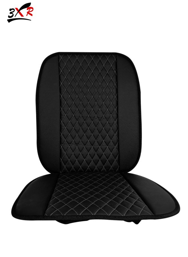 3XR Universal Car Seat Cushion with Back Support Quilted Memory Foam Seat Pad Anti-Slip Car Seat Cushion Lumbar Support Seat Cushion for Driver & Passenger Adjustable Straps Black Car Seat Comfort Cushion - BLACK - 4904 - Image 1