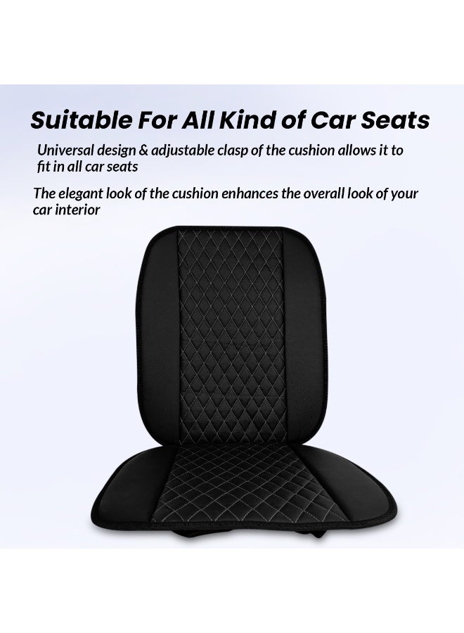 3XR Universal Car Seat Cushion with Back Support Quilted Memory Foam Seat Pad Anti-Slip Car Seat Cushion Lumbar Support Seat Cushion for Driver & Passenger Adjustable Straps Black Car Seat Comfort Cushion - BLACK - 4904 - Image 3