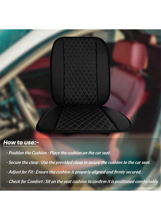 3XR Universal Car Seat Cushion with Back Support Quilted Memory Foam Seat Pad Anti-Slip Car Seat Cushion Lumbar Support Seat Cushion for Driver & Passenger Adjustable Straps Black Car Seat Comfort Cushion - BLACK - 4904 - Image 2