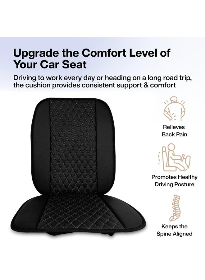 3XR Universal Car Seat Cushion with Back Support Quilted Memory Foam Seat Pad Anti-Slip Car Seat Cushion Lumbar Support Seat Cushion for Driver & Passenger Adjustable Straps Black Car Seat Comfort Cushion - BLACK - 4904 - Image 4