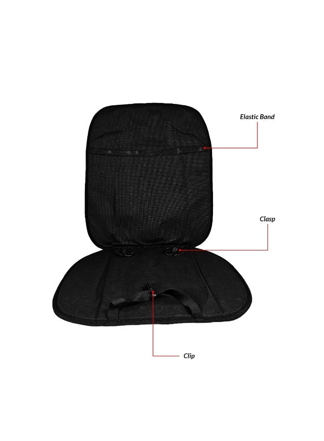 3XR Universal Car Seat Cushion with Back Support Quilted Memory Foam Seat Pad Anti-Slip Car Seat Cushion Lumbar Support Seat Cushion for Driver & Passenger Adjustable Straps Black Car Seat Comfort Cushion - BLACK - 4904 - Image 5