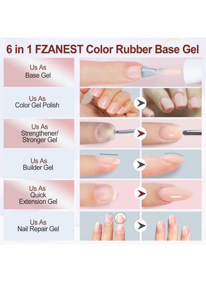 FZANEST Rubber Base Builder Gel Nail 15ml Jelly Natrual Nude Pink Color Gel Polish Nail Strengthener Self-leveling Extension Soak Off UV LED - Image 2