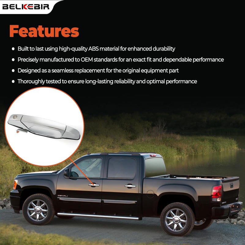 BELKEBIR Exterior Chrome Door Handle Front Left Driver Side Compatible with 2007-2014 Chevy Silverado Suburban Avalanche Tahoe, GMC Sierra Yukon, Cadillac Escalade Replaces 15915149, 20828258, 22738721 Various fittings - Image 4