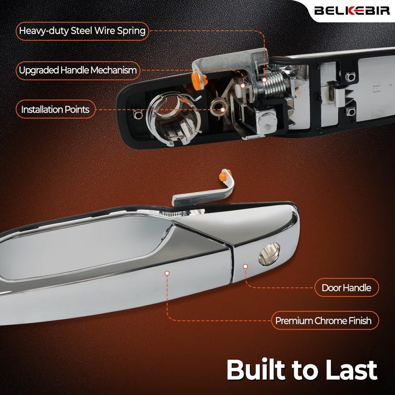 BELKEBIR Exterior Chrome Door Handle Front Left Driver Side Compatible with 2007-2014 Chevy Silverado Suburban Avalanche Tahoe, GMC Sierra Yukon, Cadillac Escalade Replaces 15915149, 20828258, 22738721 Various fittings - Image 5