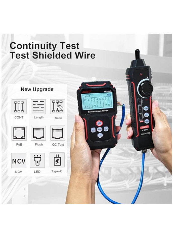 Network Cable Tester with PoE& NCV，Cable Length Test，Port Flashing，Multifunction Anti Interference Scanning Modes Wire Tracker  - Image 4
