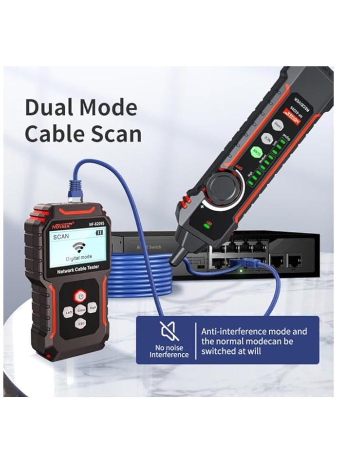 Network Cable Tester with PoE& NCV，Cable Length Test，Port Flashing，Multifunction Anti Interference Scanning Modes Wire Tracker  - Image 1