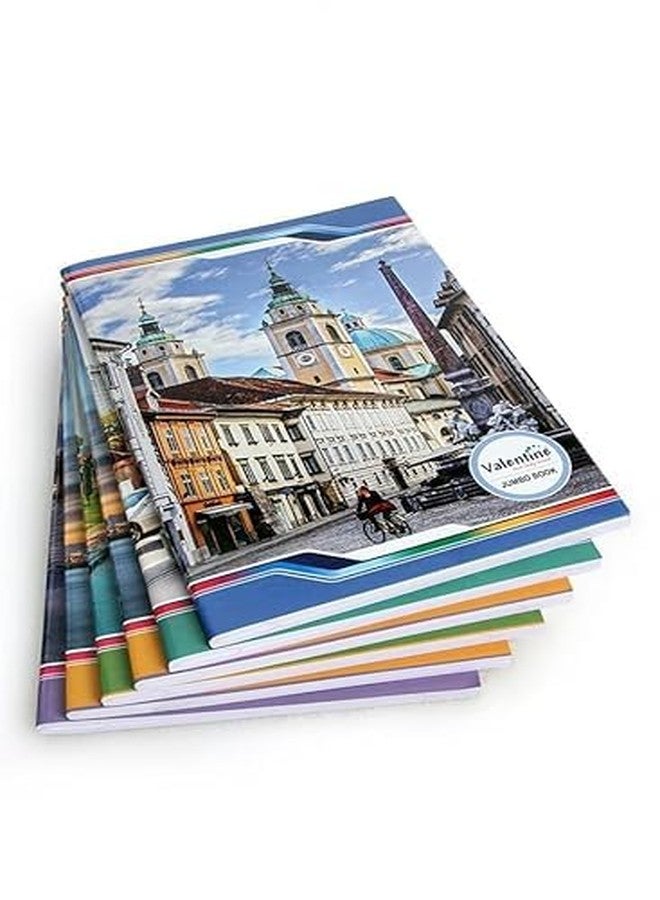 NS Bright A4 Size Notebook - 200 Pages Single Line Ruled | Pack of 6 Ruled Notebooks for Students with 5 Free Ballpens & 1 Diary - Smooth Writing Soft Cover Notebooks - Image 1