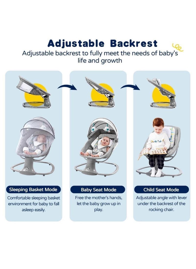 Arababy Baby swing for infants rocking chair with remote control 3-in-1 adjustable backrest baby bouncer electric adjustable rocking chair  - Image 5