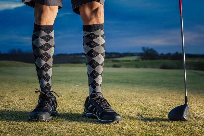 NEWZILL Medical Compression Socks for Women & Men, 20-30 mmHg Knee-High Support for Circulation, All-Day Comfort for Work Travel Running Cycling and Fitness (Black Gray Argyle, L/XL) - Image 5