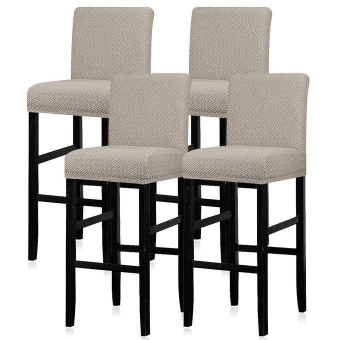 BAR STOOL COVERS SET OF 4 STRETCH WASHABLE BARSTOOL SEAT COVERS REMOVABLE BAR CHAIR COVERS WITH BACKSCOUNTER HEIGHT BAR STOOL CHAIR COVERS FOR KITCHEN DINING ROOM CAFE
