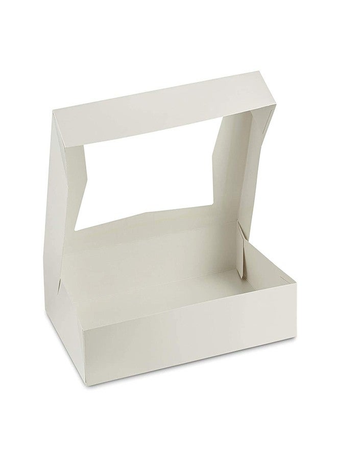 BAKEFY� (6x3x2.5 10 White 2 Brownie Holder White Bakery Boxes, Auto-Popup Treat Boxes for Muffins, Donuts and Pastries - Image 1
