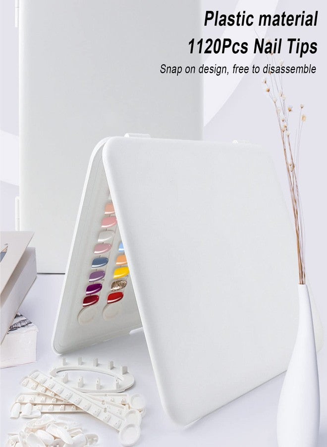 Nail Book, White Plastic 120 Colors Nail Color Display Book Disassemble Nail Display Book Nail Color Swatches Nail Art Book with 120Pcs Nail Tips for Manicure Salon Studio - Image 5