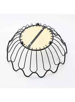Generic Fruit Bowl Basket Round Shape Metal Black Wire Storage Basket With Wooden Base For Fruit Vegetable - Black  - Image 4