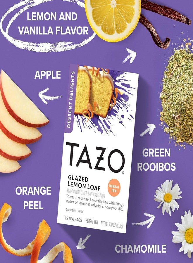 TAZO Glazed Lemon Loaf Herbal Tea Bags, Dessert Delights Collection, Caffeine-Free, Aromatic Lemon & Vanilla Blend, 45 Tea Bags Total (15 ct - Pack of 3) - Image 3
