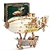 FUNPOLA LED 3D Wood Puzzle Fantasy Airship Model Steampunk DIY Craft Kit with LED Lights Intricate Wooden Airship Model Building Set for Teens and AdultsWhite - Image 2